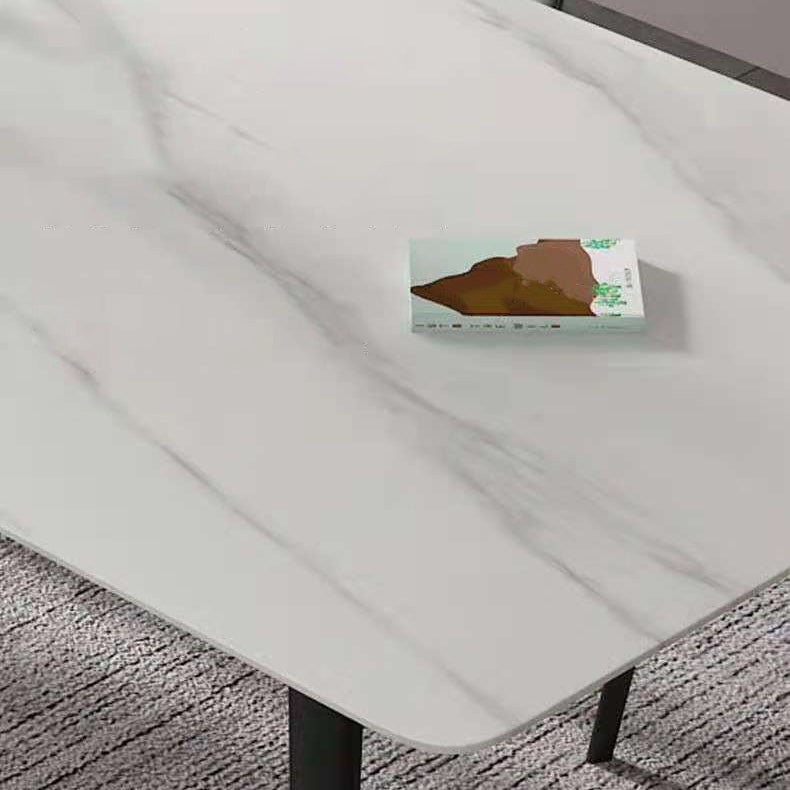 Industrial Style Home Sintered Stone Dining Table Rectangle Table with Metallic Base