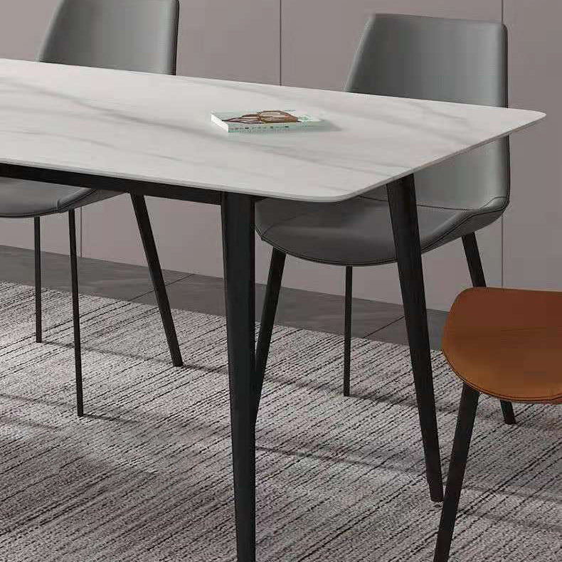 Industrial Style Home Sintered Stone Dining Table Rectangle Table with Metallic Base