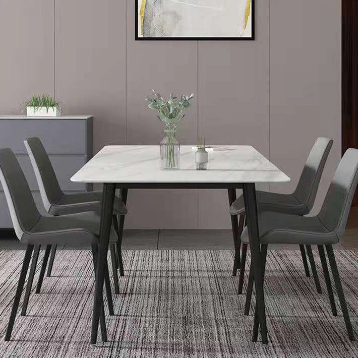 Industrial Style Home Sintered Stone Dining Table Rectangle Table with Metallic Base