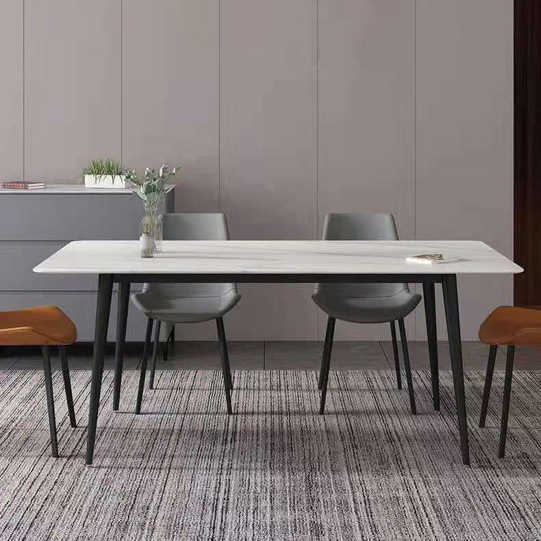Industrial Style Home Sintered Stone Dining Table Rectangle Table with Metallic Base