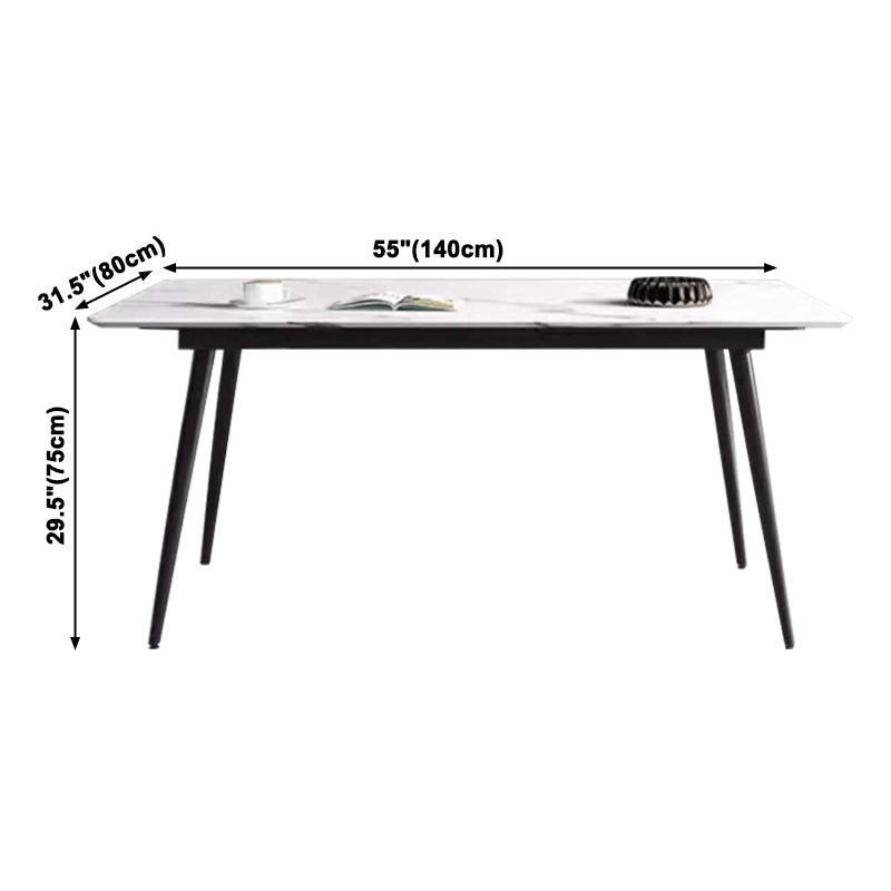 Industrial Style Home Sintered Stone Dining Table Rectangle Table with Metallic Base