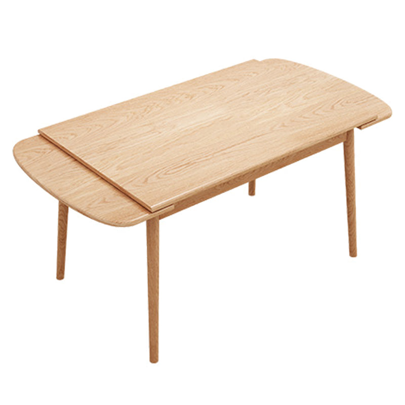 Extendable Rubber Wood Table in Nature/walnut Modern Rectangle Table with 4 Legs