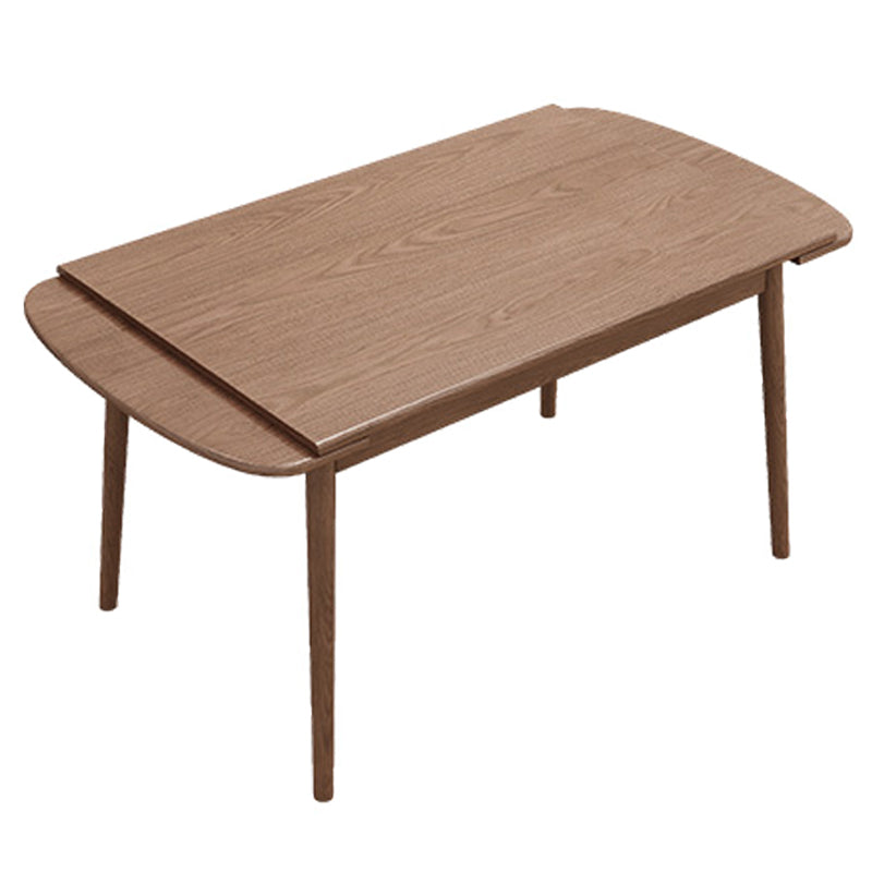 Extendable Rubber Wood Table in Nature/walnut Modern Rectangle Table with 4 Legs