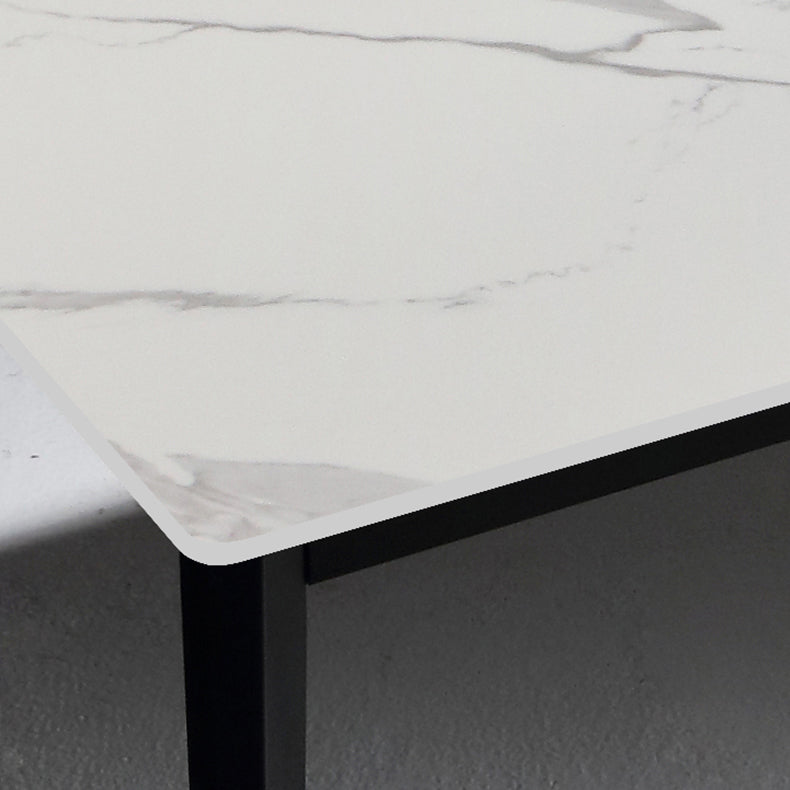 Mesa de comedor de piedra sinterizada industrial, resistente a los arañazos, mesa rectangular con base de 4 patas para el hogar