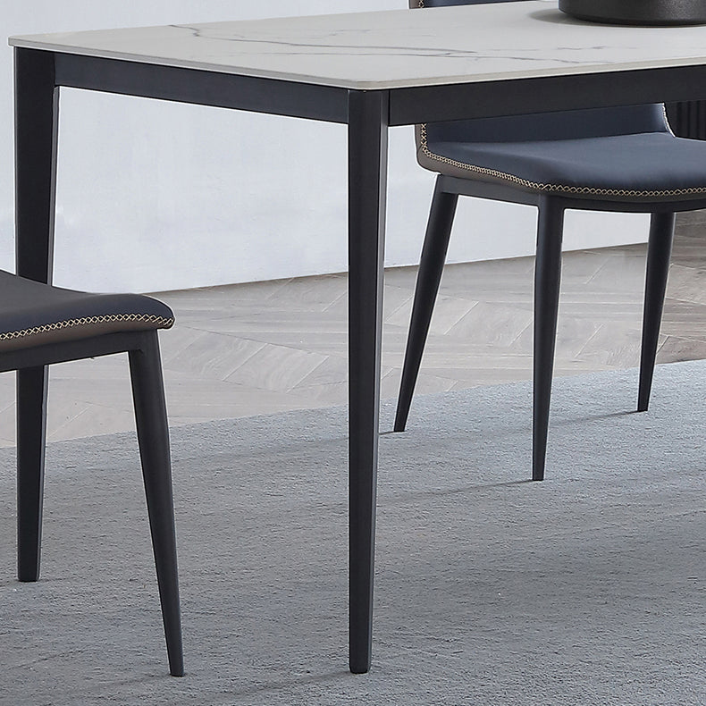 Mesa de comedor de piedra sinterizada industrial, resistente a los arañazos, mesa rectangular con base de 4 patas para el hogar