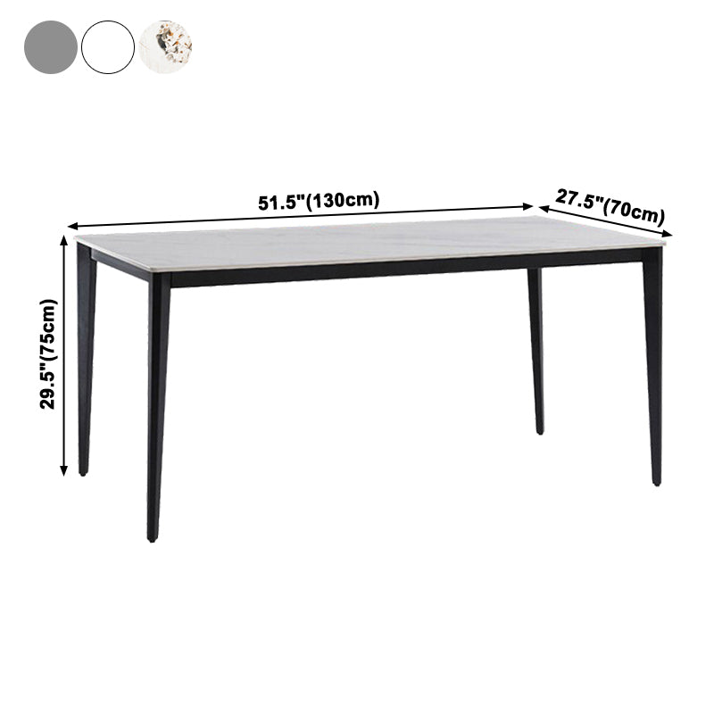 Mesa de comedor de piedra sinterizada industrial, resistente a los arañazos, mesa rectangular con base de 4 patas para el hogar