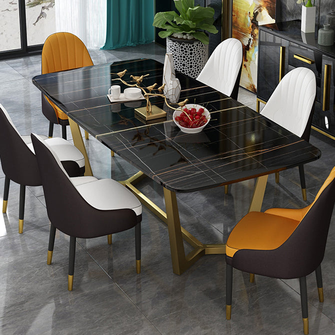Traditionele luxe rechthoekige eetkamertafel Gesinterde stenen tafel met schraagonderstel