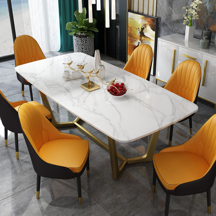 Traditionele luxe rechthoekige eetkamertafel Gesinterde stenen tafel met schraagonderstel