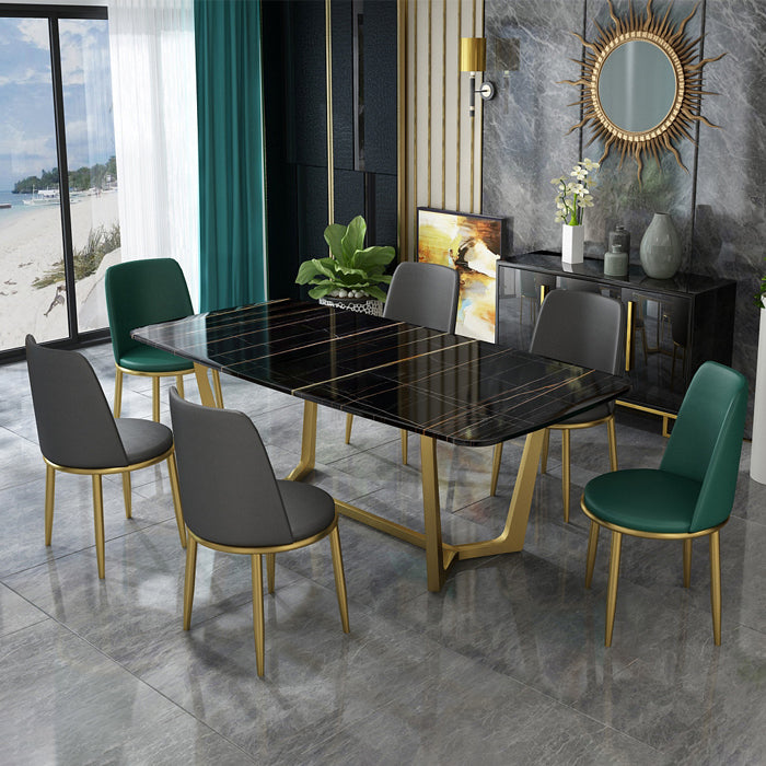 Traditionele luxe rechthoekige eetkamertafel Gesinterde stenen tafel met schraagonderstel