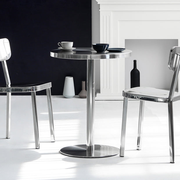 Industrial Dining Room Table Stainless Steel Table with Pedestal Table for Home Kitchen Dinner