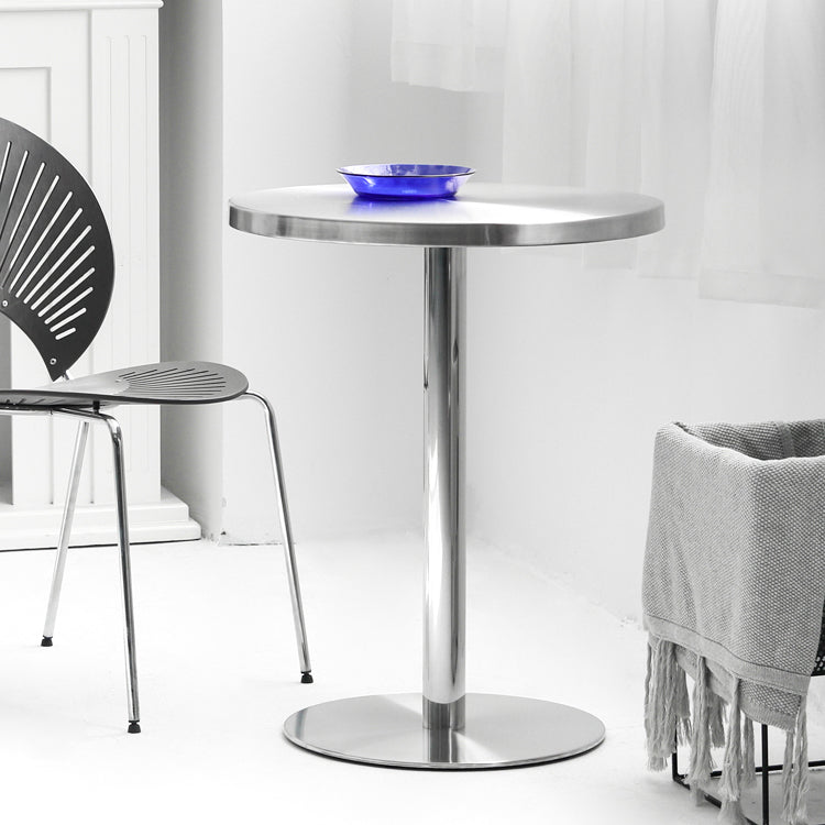 Industrial Dining Room Table Stainless Steel Table with Pedestal Table for Home Kitchen Dinner