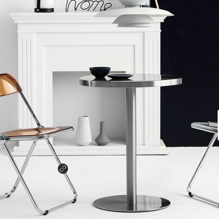 Industrial Dining Room Table Stainless Steel Table with Pedestal Table for Home Kitchen Dinner