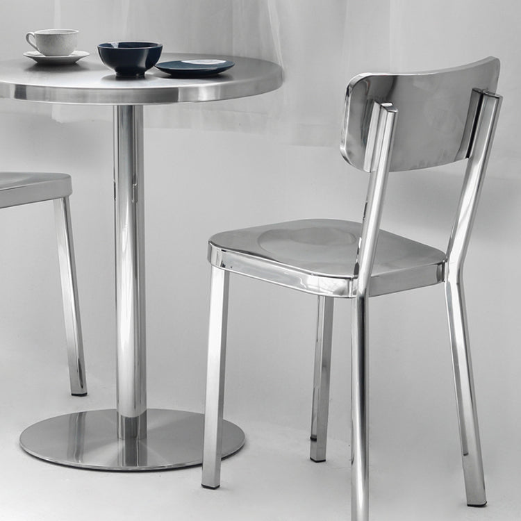 Industrial Dining Room Table Stainless Steel Table with Pedestal Table for Home Kitchen Dinner