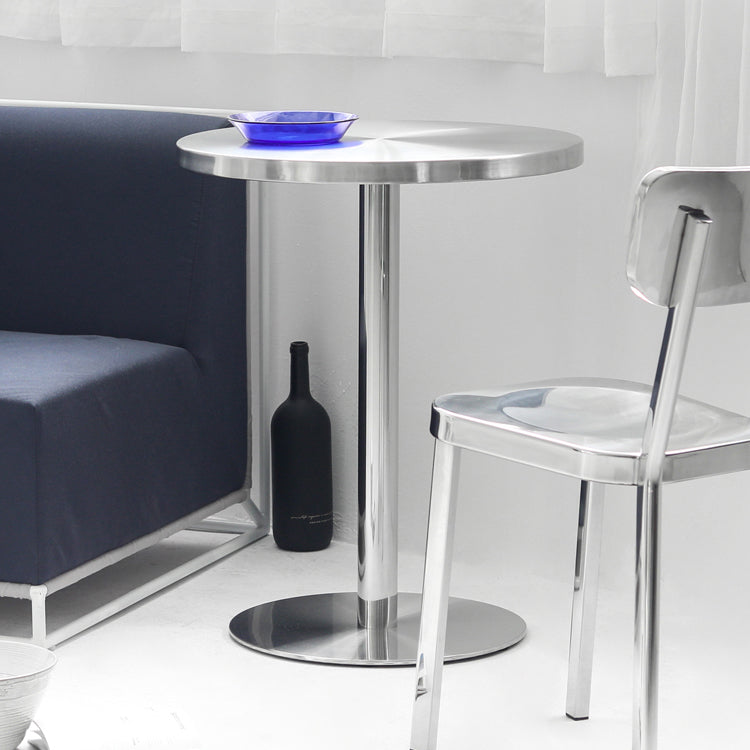 Industrial Dining Room Table Stainless Steel Table with Pedestal Table for Home Kitchen Dinner