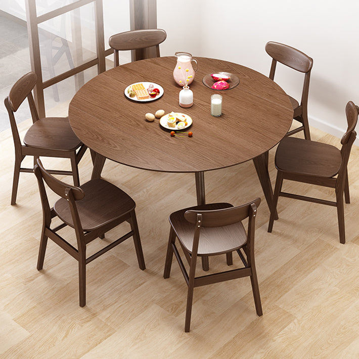 Table à manger ronde extensible pour restaurant Table moderne en bois d'hévéa avec 4 pieds