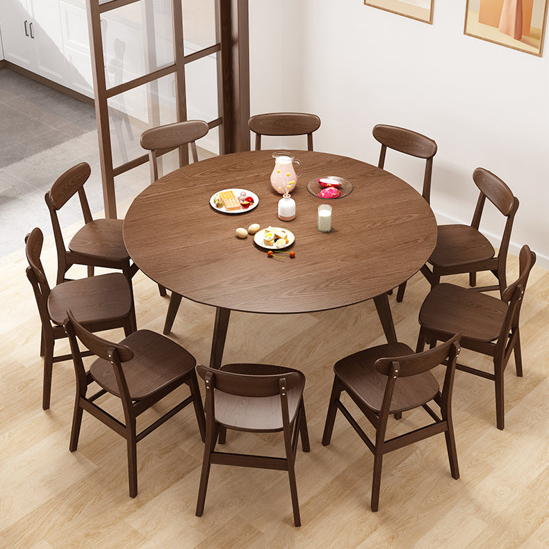 Table à manger ronde extensible pour restaurant Table moderne en bois d'hévéa avec 4 pieds