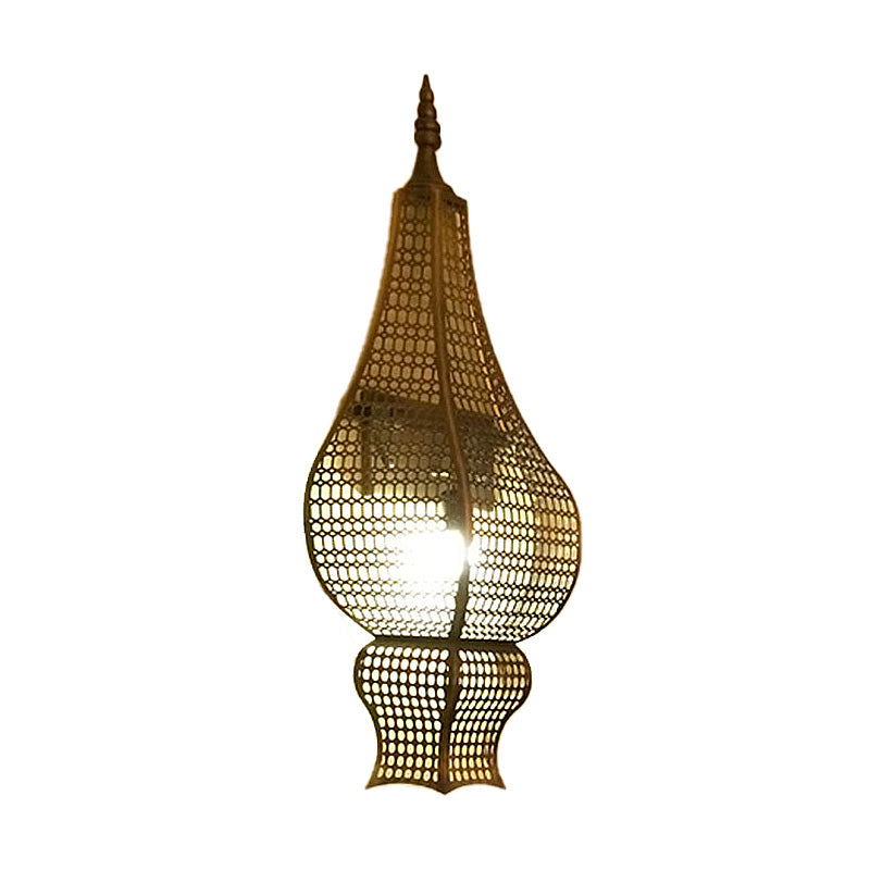 Halve vaas gang wandverlichting vintage metalen gaas 1-kops messing afwerking Arabische schans