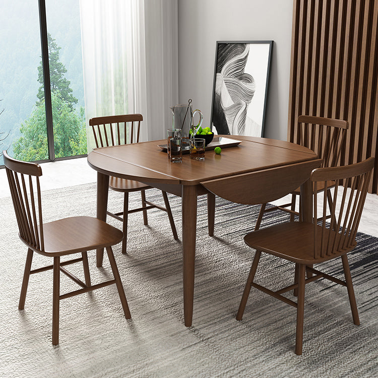 Extendable Round Dining Table Modern Adjustable Square Wooden Table with 4 Legs