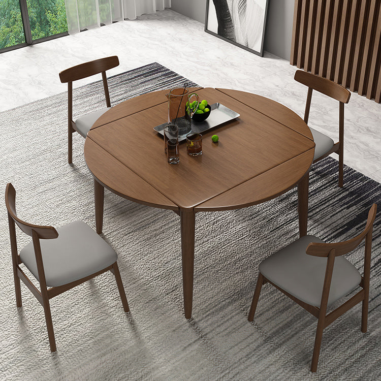 Extendable Round Dining Table Modern Adjustable Square Wooden Table with 4 Legs