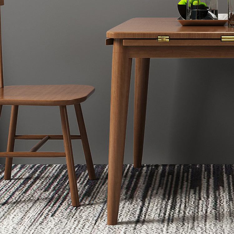 Extendable Round Dining Table Modern Adjustable Square Wooden Table with 4 Legs