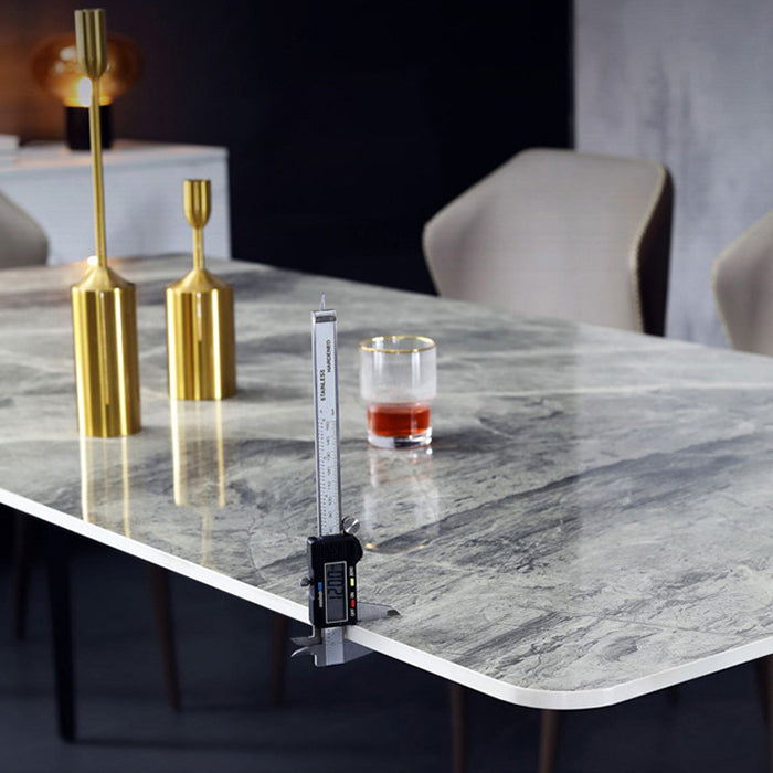 Eettafel van gesinterd steenblad voor restaurant Industriële keukentafel met 4 poten
