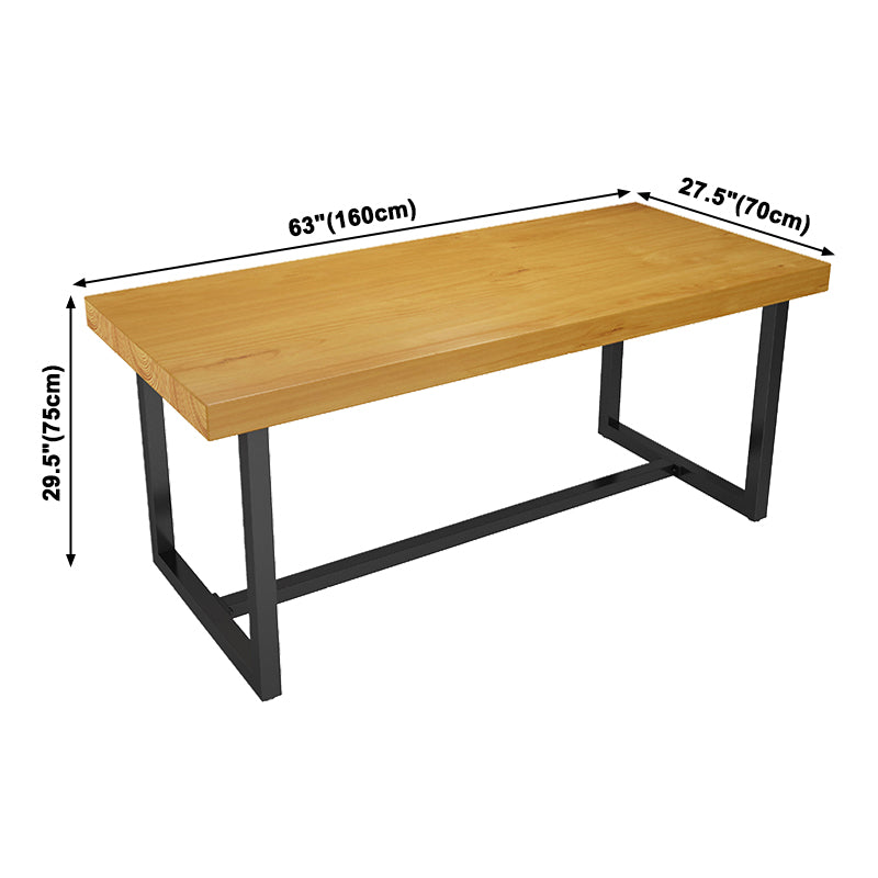 Mesa de comedor rectangular industrial Mesa de madera maciza con base de caballete