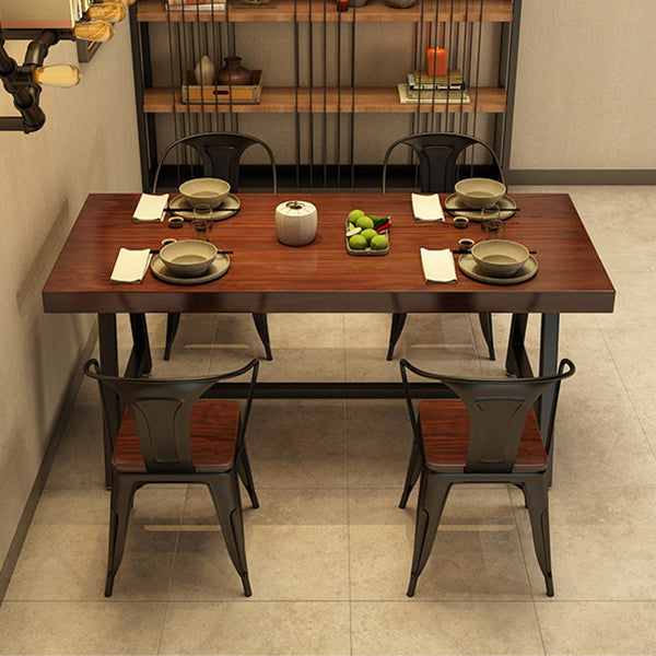 Industriële rechthoek eetkamer tafel dennen vaste houten tafel met schroefbasis