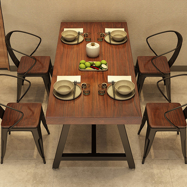 Industriële rechthoek eetkamer tafel dennen vaste houten tafel met schroefbasis