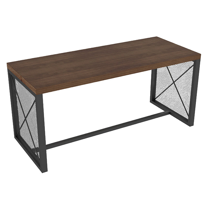 Table à manger industrielle en bois massif de pin avec base à tréteaux pour dîner de cuisine à domicile