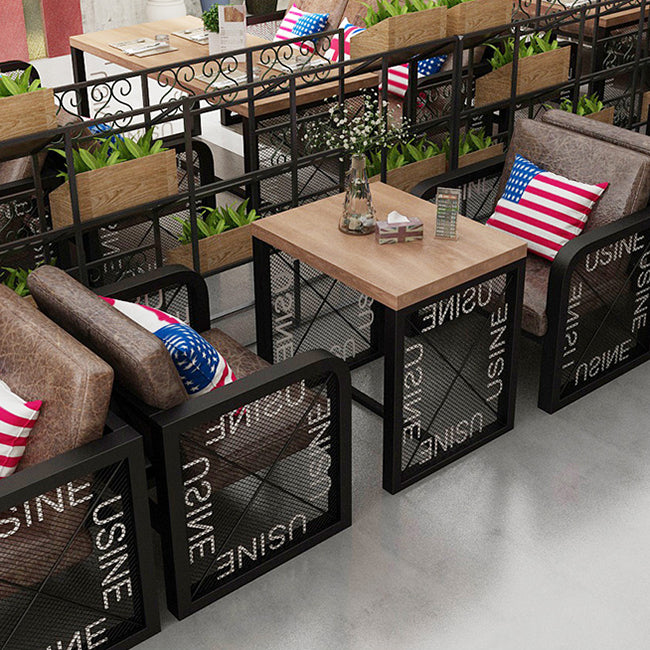 Table à manger industrielle en bois massif de pin avec base à tréteaux pour dîner de cuisine à domicile