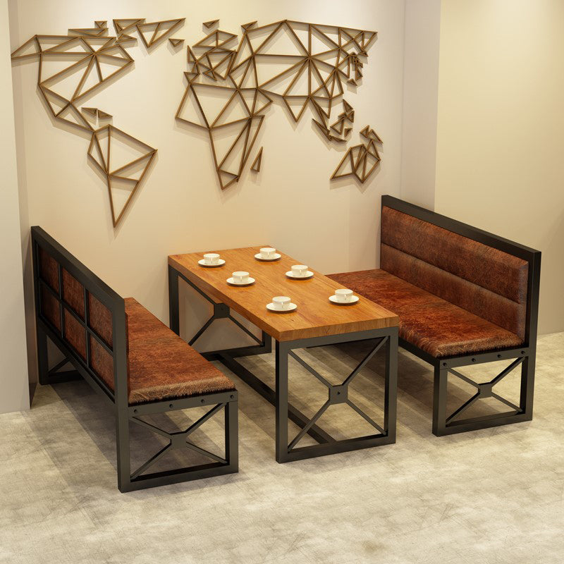 Industrial Rectangle Dining Room Table Solid Wood Table with Trestle Base for Home Kitchen Dinner
