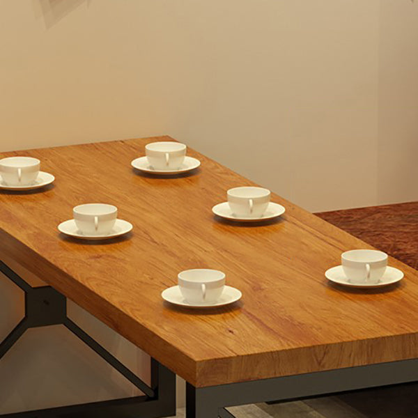 Industrial Rectangle Dining Room Table Solid Wood Table with Trestle Base for Home Kitchen Dinner