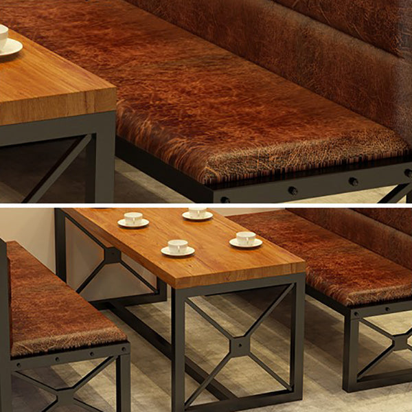 Industrial Rectangle Dining Room Table Solid Wood Table with Trestle Base for Home Kitchen Dinner