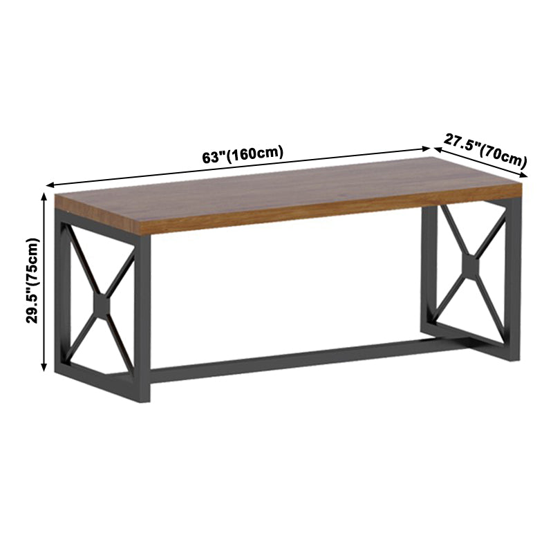 Industrial Rectangle Dining Room Table Solid Wood Table with Trestle Base for Home Kitchen Dinner