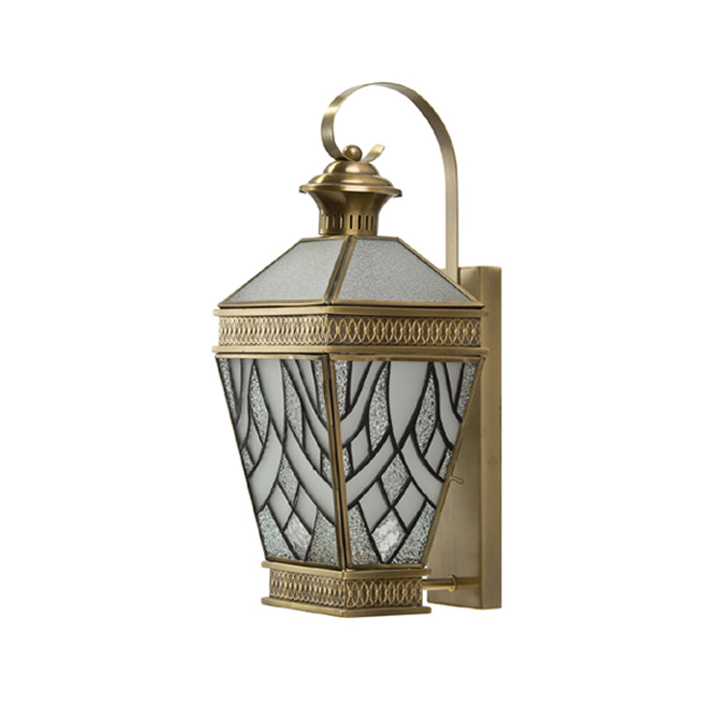 1 Light Wall Mount Lamp Arab Style Corner Sconce Lighting with Pyramid White/Red Glass Shade