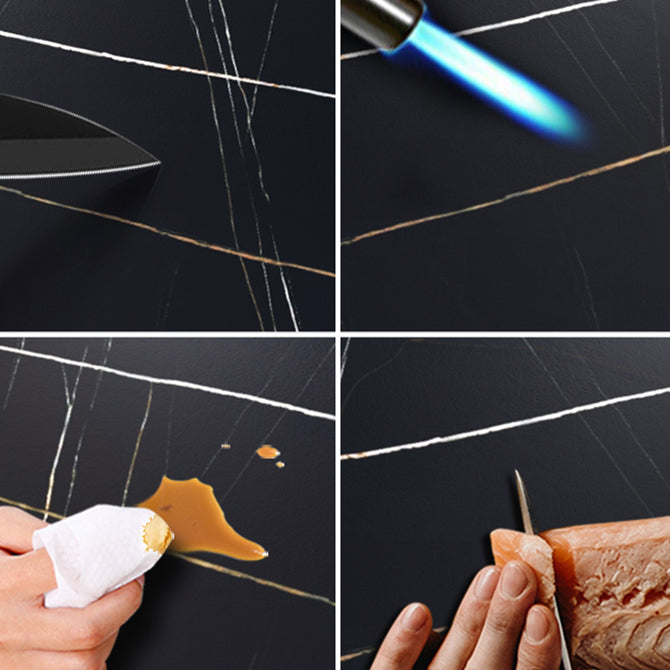 Traditionele luxe rechthoekige eettafel Gesinterde stenen tafel met dubbel voetstuk