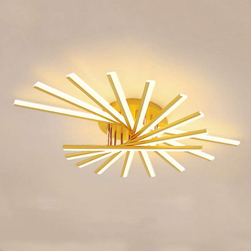 Plafonnier LED linéaire en acrylique, simplicité moderne, montage encastré en fer laqué pour salon