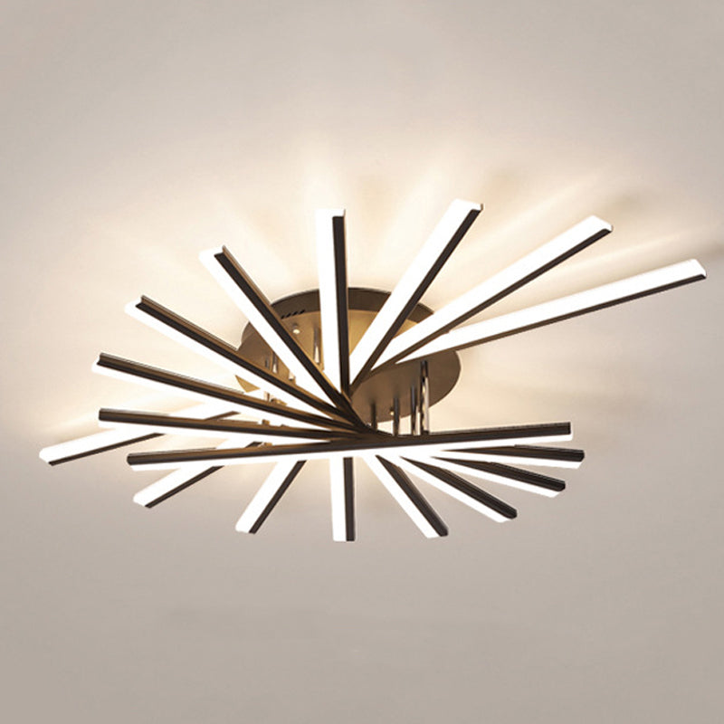 Plafonnier LED linéaire en acrylique, simplicité moderne, montage encastré en fer laqué pour salon