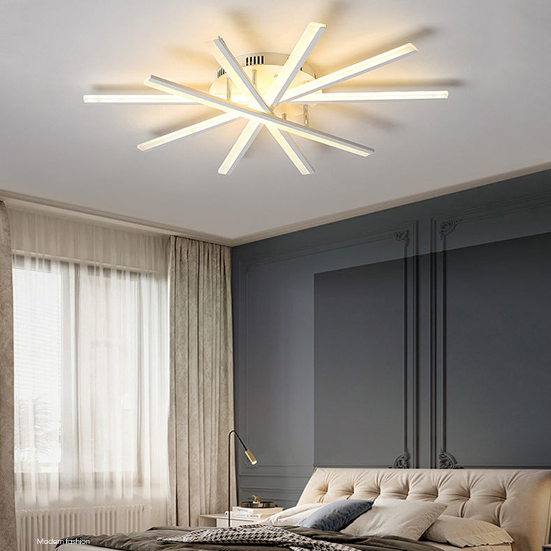 Plafonnier LED linéaire en acrylique, simplicité moderne, montage encastré en fer laqué pour salon