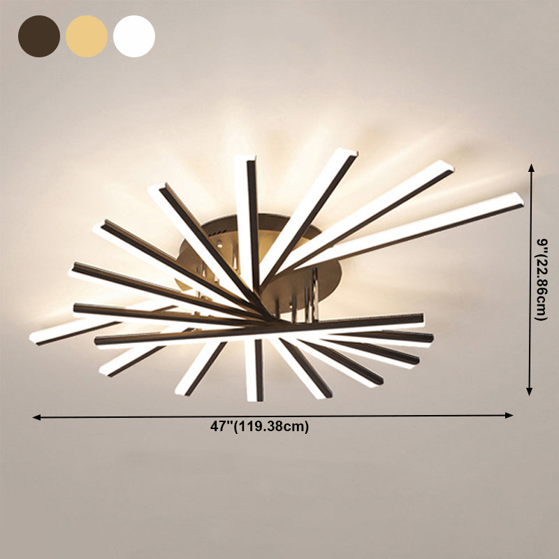 Plafonnier LED linéaire en acrylique, simplicité moderne, montage encastré en fer laqué pour salon