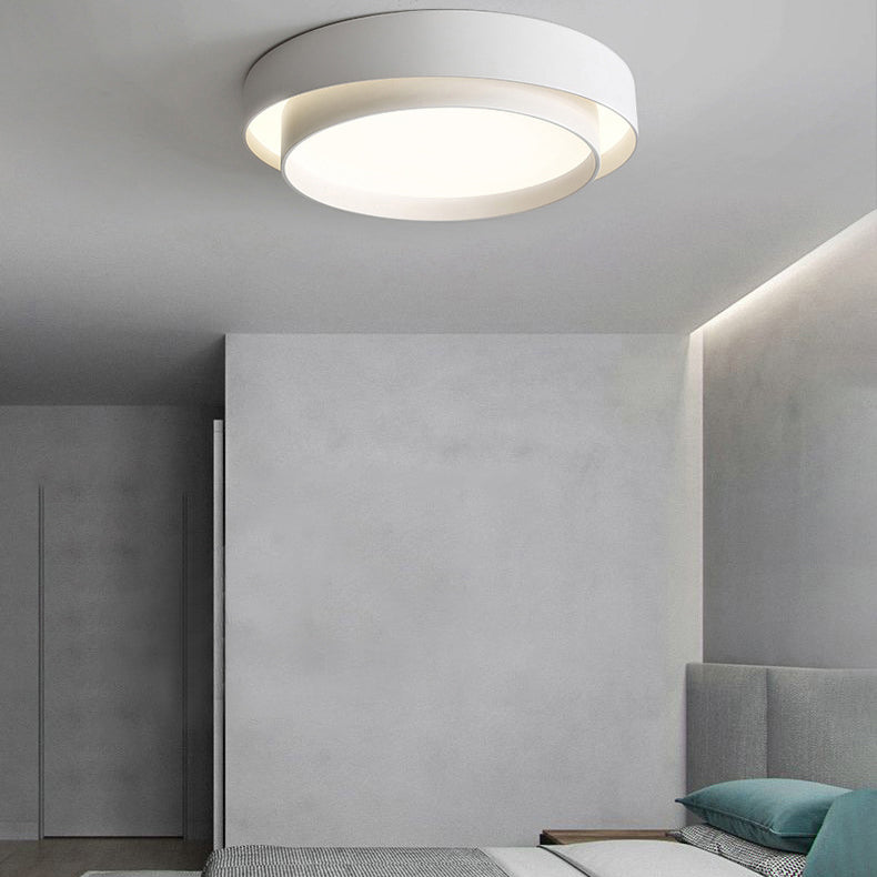 Modern Creative Circular LED Ceiling Light Lacquered Iron Flush Mount with Acrylic Shade