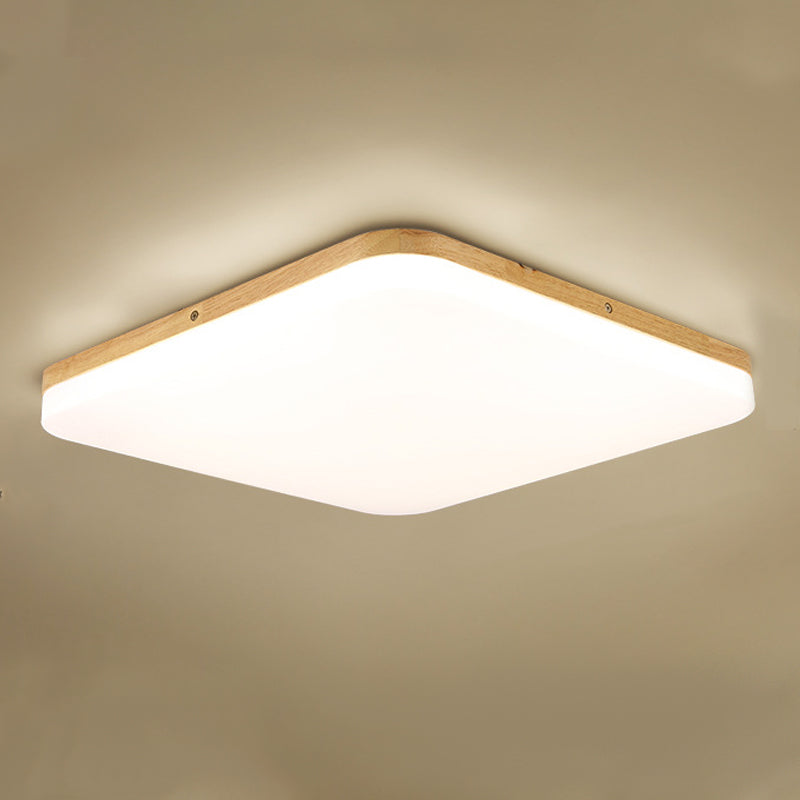 Geometry Shape LED Ceiling Lamp Modern Wooden 1 Light Flush Mount for Living Room