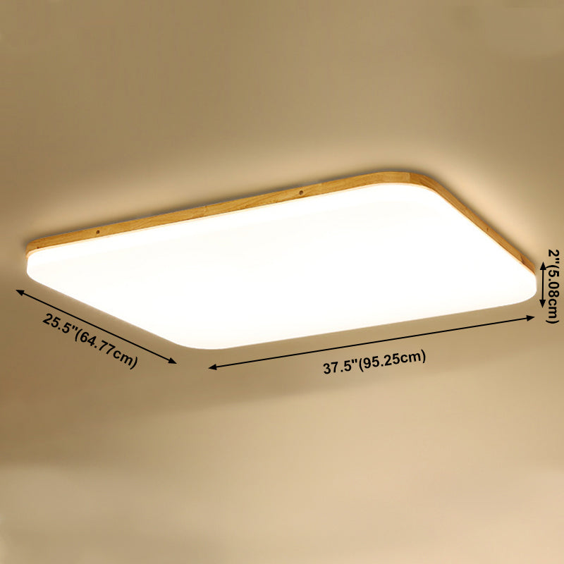 Geometry Shape LED Ceiling Lamp Modern Wooden 1 Light Flush Mount for Living Room