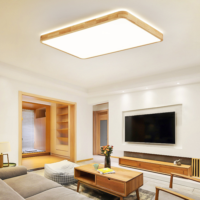 Geometrievorm LED-plafondlamp Modern hout 1-lichts inbouw voor slaapkamergang