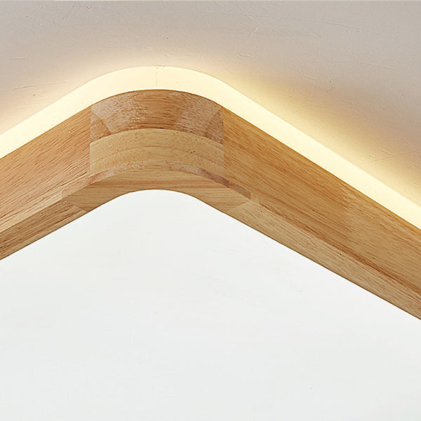 Geometrievorm LED-plafondlamp Modern hout 1-lichts inbouw voor slaapkamergang