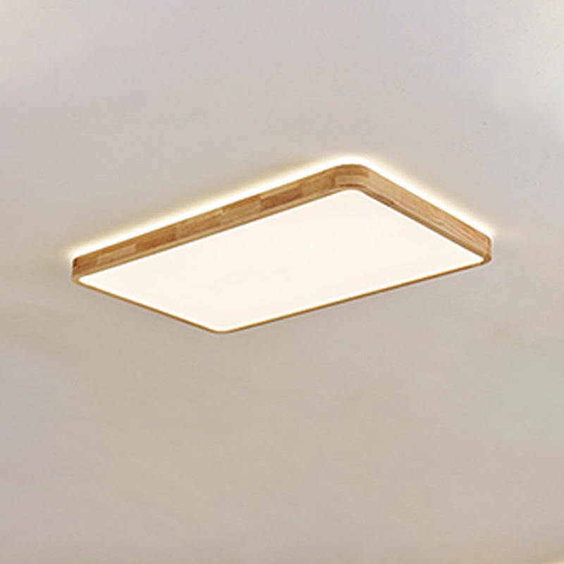Plafonnier LED en forme de géométrie moderne en bois, 1 lumière, montage encastré pour allée de chambre à coucher
