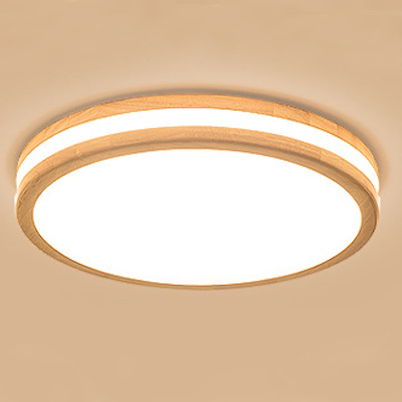 Geometry Shape LED Ceiling Lamp Modern Wood 1 Light Flush Mount for Dining Room Aisle