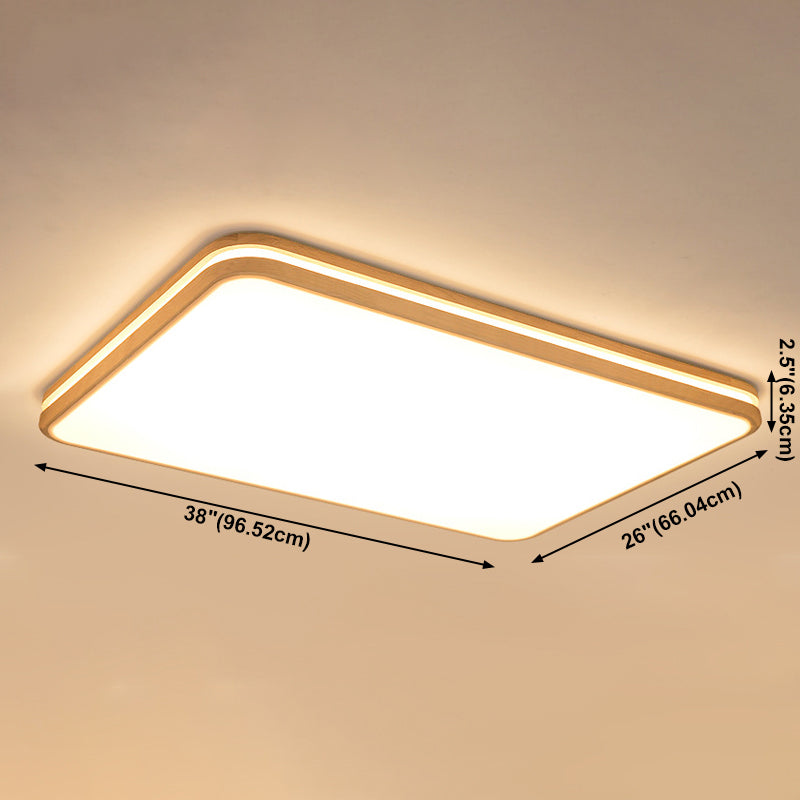 Geometry Shape LED Ceiling Lamp Modern Wood 1 Light Flush Mount for Dining Room Aisle