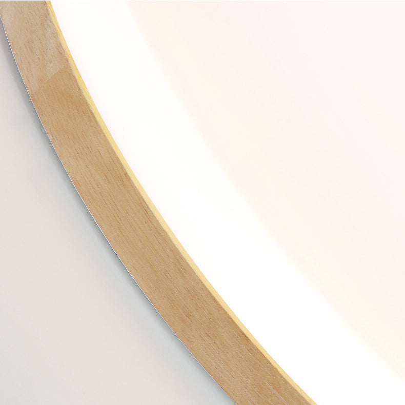 Round Shape LED Ceiling Lamp Modern Wood 1 Light Flush Mount for Aisle Dining Room