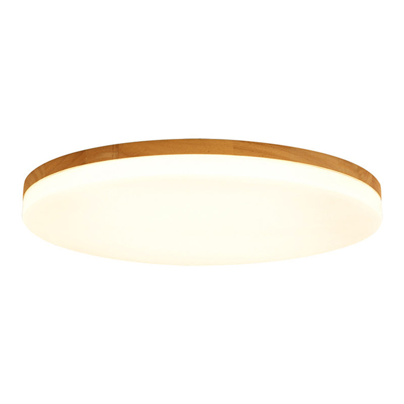 Round Shape LED Ceiling Lamp Modern Wood 1 Light Flush Mount for Aisle Dining Room